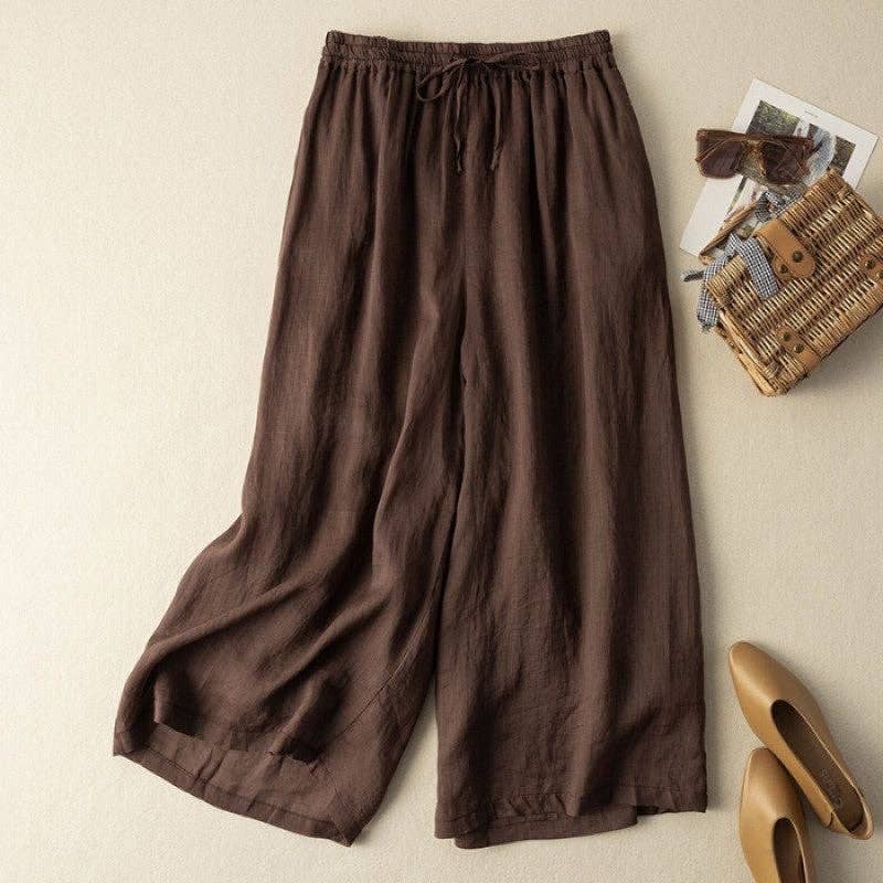 Cotton Linen Ramie Wide Leg Retro Pants Women