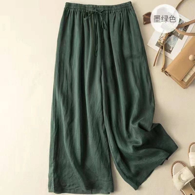 Cotton Linen Ramie Wide Leg Retro Pants Women